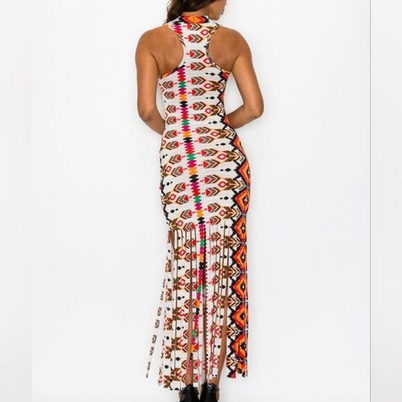 Printed Fringe Maxi Dress - Picture 5 of 6